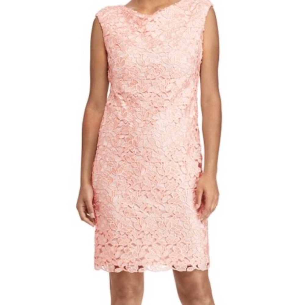 NWOT Ralph Lauren Lace Sheath Dress, Size 10, Pink
